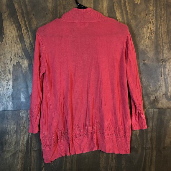 LOFT Outlet Womens Sweater Coral Pink Open Front Sheer Cardigan Medium - Picture 8 of 10